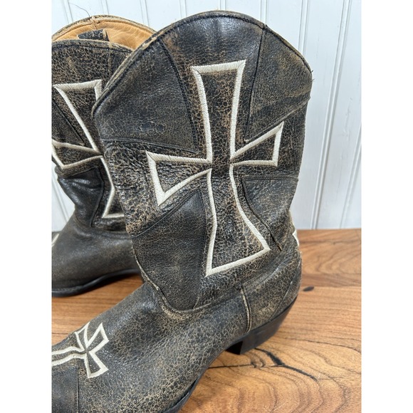 Old Gringo Womens 9B Brown Distressed Leather Cross Cowboy Boots - Picture 2 of 7